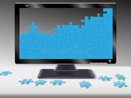 A monitor showing displaying a jigsaw puzzle alluding to the use of technology in Real Estate | My Realtor Blog